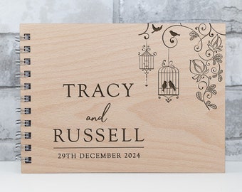 Personalised Wedding Guest Book Wooden Guest Book Love Birds