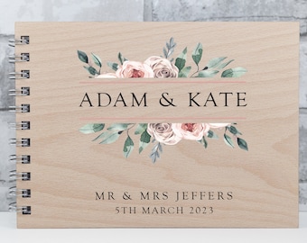 Personalised Wedding Guest Book Pink Flowers