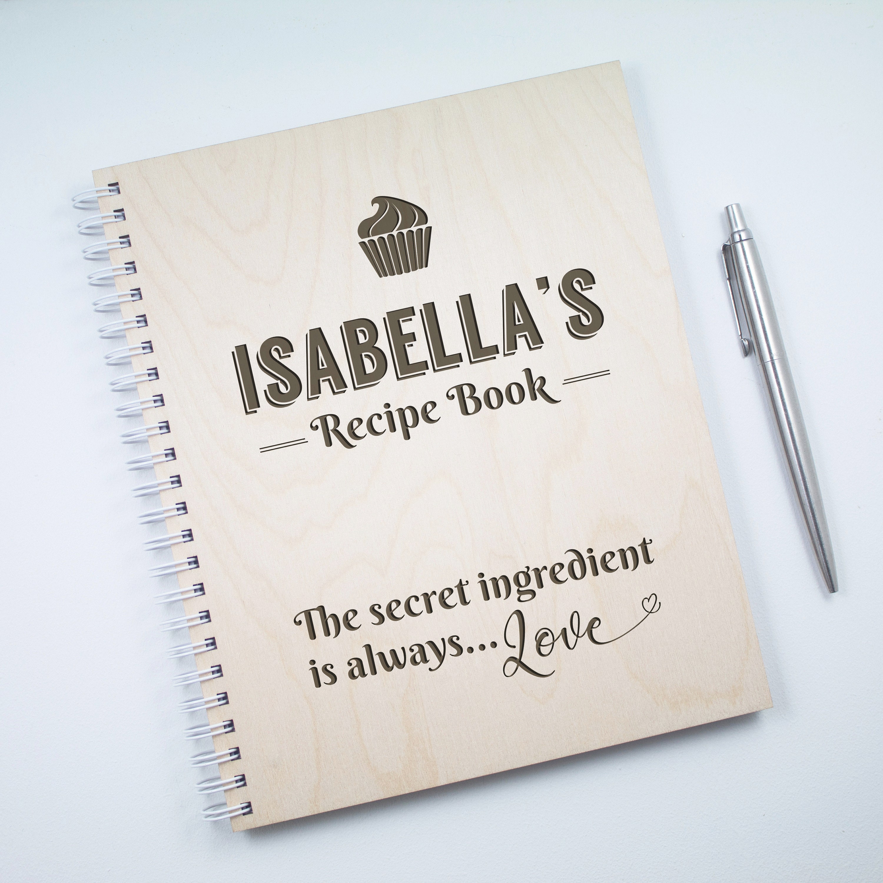 Personalised Recipe Book Engraved Birch Wood Wooden Book Etsy