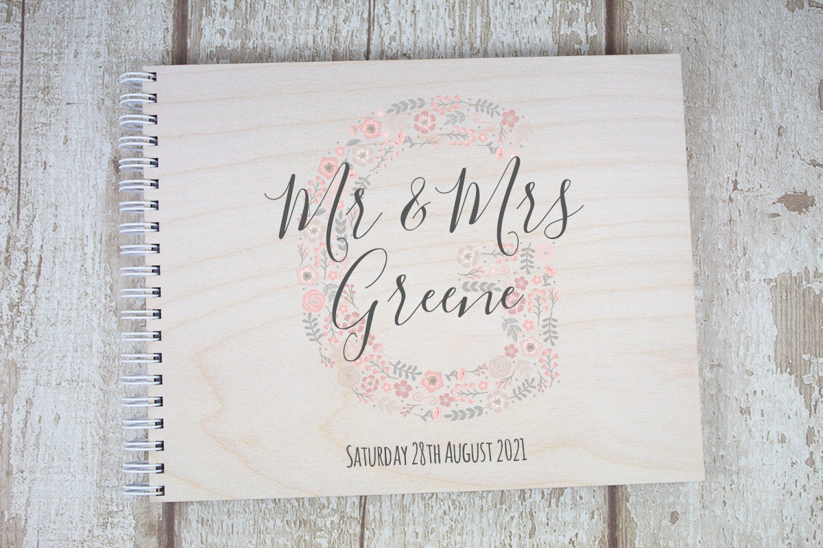 Personalised Wedding Guest Book Floral Letter Etsy