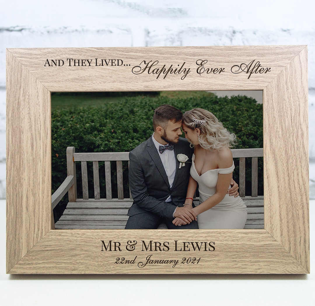 Personalised Wedding Photo Frame Gift Keepsake Engagement Happily Ever