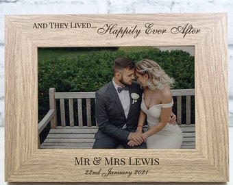 Personalised Wedding Photo Frame Gift Keepsake Engagement Happily Ever After