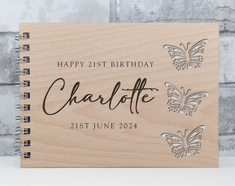 Personalised Birthday Guest Book 21st 30th 40th 50th Butterflies