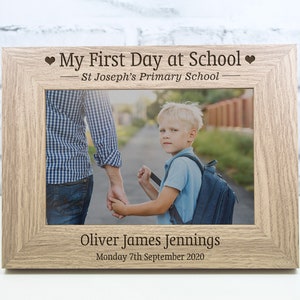 First Day At School Photo Frame Personalised Gift Keepsake Engraved