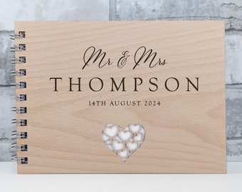 Personalised Wedding Guest Book Wooden Guest Book Contempory