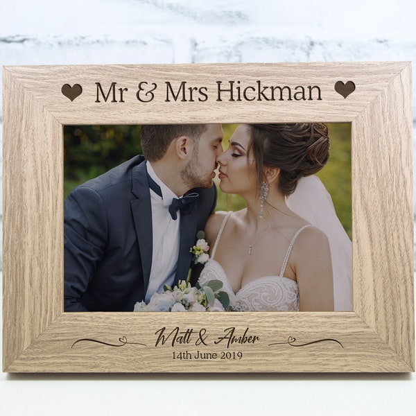 Personalised Wedding Photo Frame Gift Keepsake Engagement Wedding Day