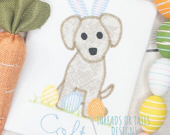 Easter Dog Design - Easter Applique - Zig Zag Applique - Easter Design - Easter Dog Applique - Easter Applique Design - Easter Puppy - Puppy
