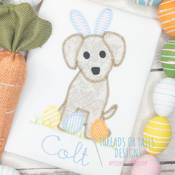 Easter Dog Design - Easter Applique - Zig Zag Applique - Easter Design - Easter Dog Applique - Easter Applique Design - Easter Puppy - Puppy