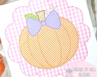 Pumpkin Scallop Patch Applique - Pumpkin Applique Design - Pumpkin Design - Pumpkin Bean Stitch Applique - Fall Applique - Fall Design