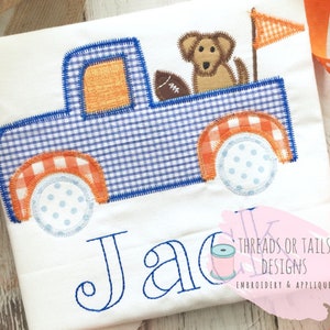 Football Truck Applique - Football Truck Applique Design - Truck Design - Truck Zig Zag Applique - Dog in Truck Applique - Fall Design