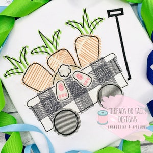 Easter Wagon Applique - Easter Wagon Design - Wagon Design - Bean Stitch Applique - Easter Bunny Wagon Applique - Wagon with Bunny