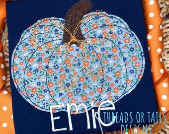Pumpkin Applique - Pumpkin Applique Design - Pumpkin Design - Pumpkin Bean Stitch Applique - Fall Applique - Fall Design - Bow or No Bow