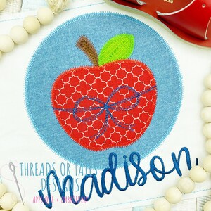 Apple Circle Patch Applique - Apple Applique Design - Apple Design - Apple Zig Zag Stitch Applique - Fall Applique - Fall Design