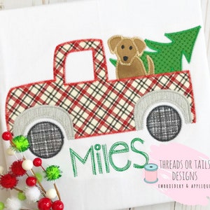 Christmas Truck Applique - Christmas Truck Applique Design - Tree in Truck Design - Truck Zig Zag Applique - Christmas Applique