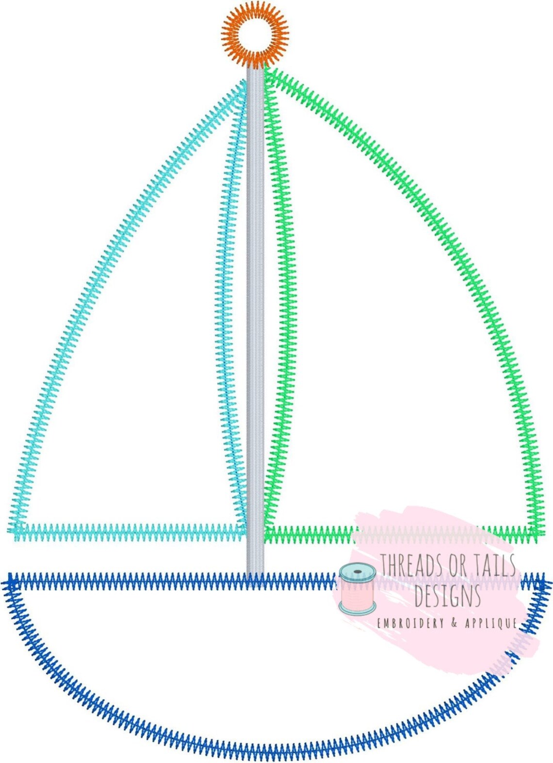 Sailboat Applique Sailboat Zig Zag Stitch Design Sailboat Etsy