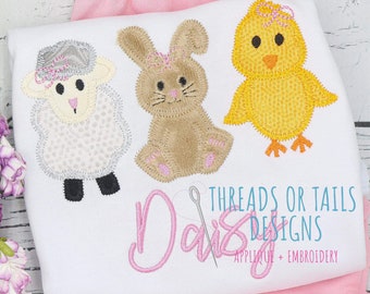 Easter Applique - Easter Bunny Design - Lamb Design - Zig Zag Stitch Applique - Easter Lamb Applique - Easter Bunny Design - Easter Trio