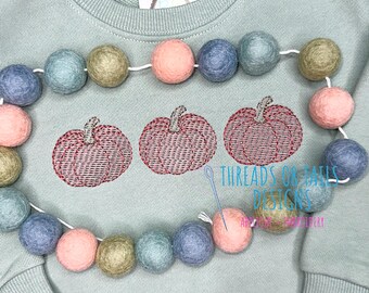 Pumpkin Trio Sketch Embroidery - Pumpkin Sketch Design - Pumpkin Design - Pumpkin Sketch Embroidery - Pumpkin - Fall Sketch - Fall Design
