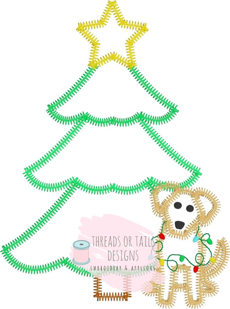 Christmas Tree Applique Zig Zag Applique Christmas Tree - Etsy
