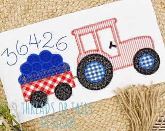 Blueberry Applique - Blueberry Tractor Design - Zig Zag Stitch Applique - Blueberry Tractor Applique - Blueberry Festival Applique