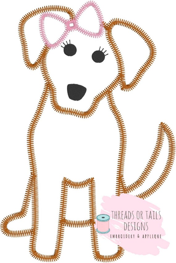 Dog Applique - Dog ZZ Applique Design - Girl Dog Applique - Girl