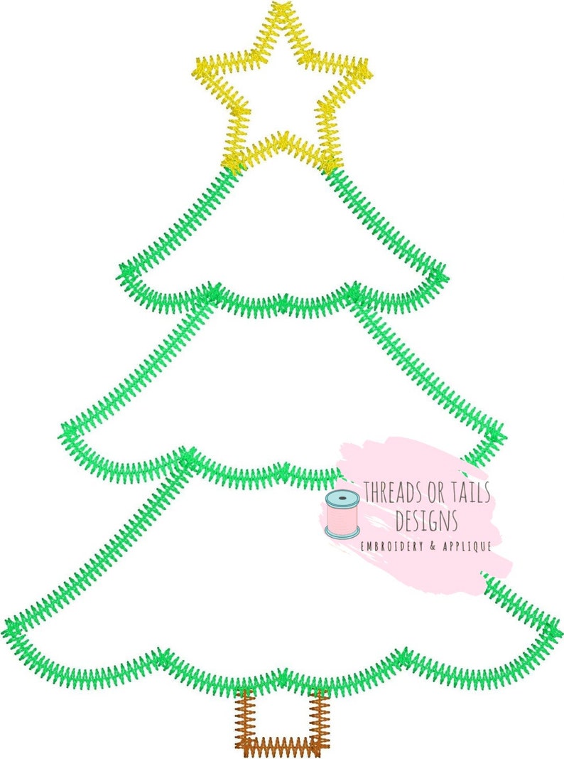 Christmas Tree Applique Zig Zag Applique Christmas Tree Etsy
