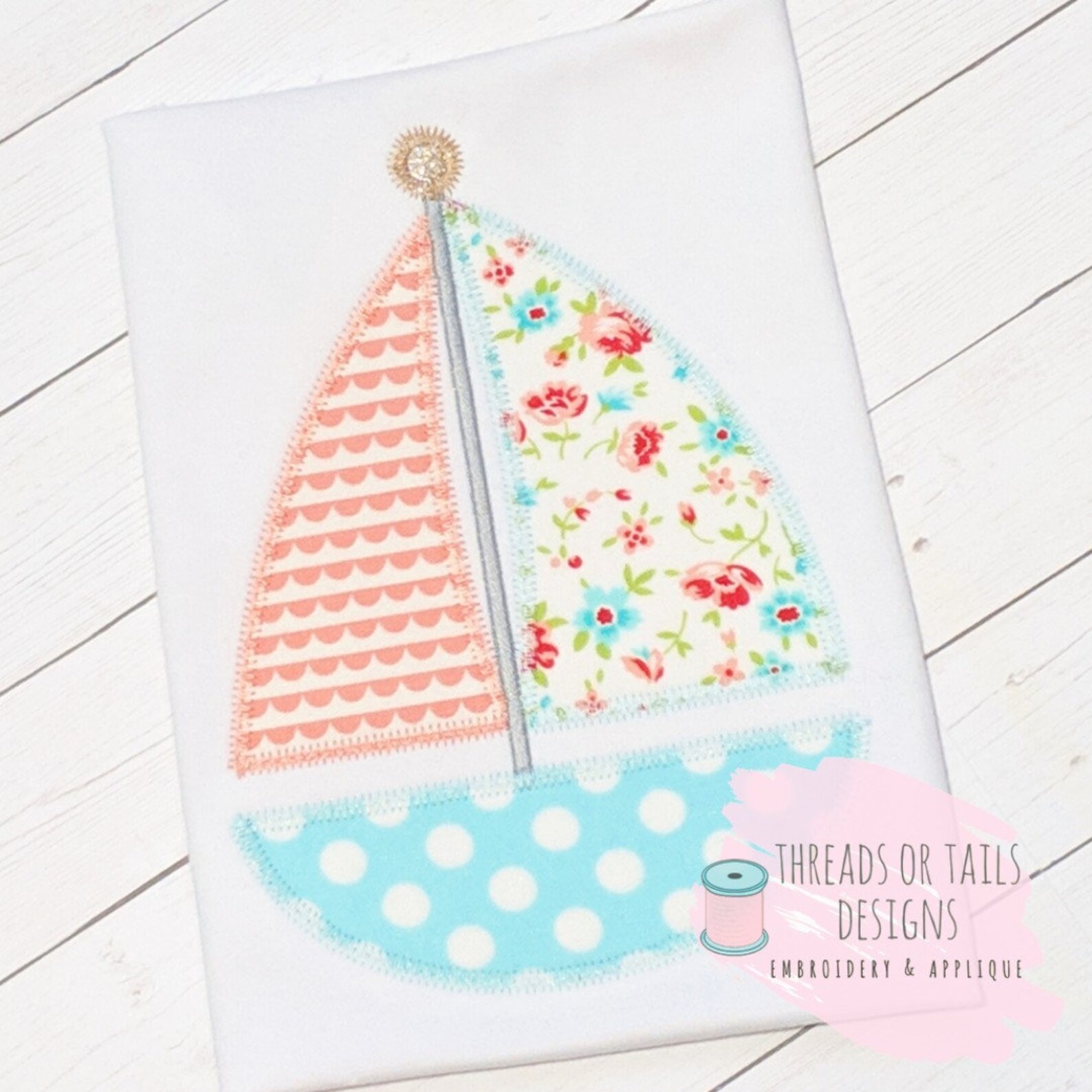 Sailboat Applique Sailboat Zig Zag Stitch Design Sailboat Etsy