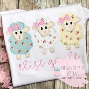 Easter Applique - Easter Design - Lamb Design - Zig Zag Stitch Applique - Easter Lamb Trio Applique - Easter Lamb Applique - Lamb Trio