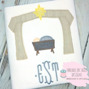 Nativity Applique - Zig Zag Applique - Nativity Design - Manger Applique - Christmas Applique - Nativity Scene Applique - Manger