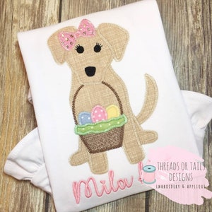 Easter Dog Design - Easter Applique - Zig Zag Applique - Easter Design - Easter Dog Applique - Easter Applique Design