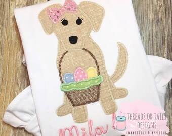 Easter Dog Design - Easter Applique - Zig Zag Applique - Easter Design - Easter Dog Applique - Easter Applique Design