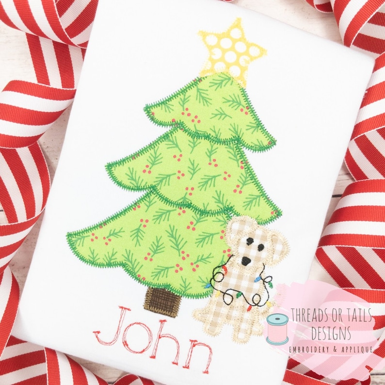 Christmas Tree Applique Zig Zag Applique Christmas Tree Etsy