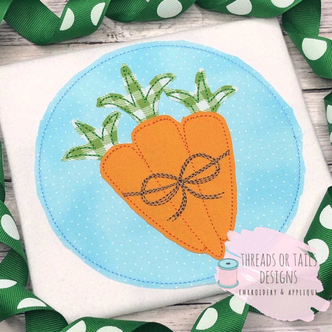 Carrot Applique Carrots Design Bean Stitch Applique Etsy