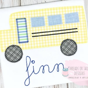 School Bus Applique - Back to School Applique Design - School Bus Zig Zag Applique - Back to School Bus - School Bus Applique - Bus