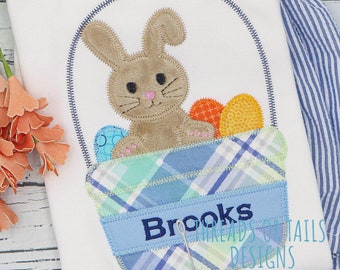 Easter Applique - Easter Design - Easter Basket Design - Zig Zag Stitch Applique - Easter Basket Applique - Easter Bunny Basket - Bunny
