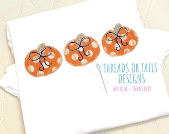 Pumpkin Trio Applique - Pumpkin Applique Design - Pumpkin Design - Pumpkin Zig Zag Applique - Pumpkin - Fall Applique - Fall Design