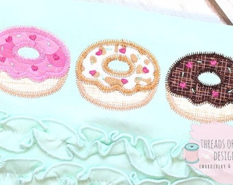 Donut Applique - Donut Trio Applique Design - Donut - Donut Zig Zag Applique - Donut Trio Embroidery - Donut Trio