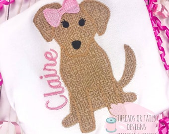 Dog Applique - Dog ZZ Applique Design - Girl Dog Applique - Girl Dog Zig Zag Applique - Girl Dog Design