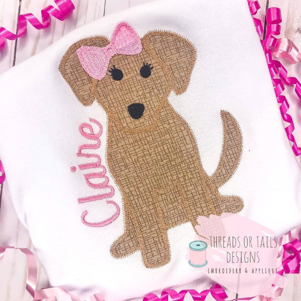 Dog Applique - Dog ZZ Applique Design - Girl Dog Applique - Girl Dog Zig Zag Applique - Girl Dog Design