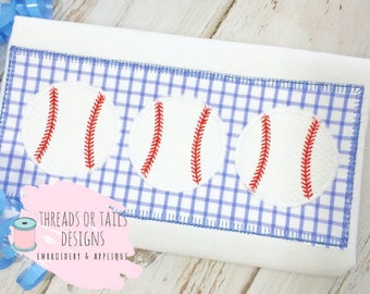 Baseball Applique - Baseball Trio Applique Design - Baseball Trio Zig Zag Applique - Baseball - Boy Baseball Applique - Baseball Design