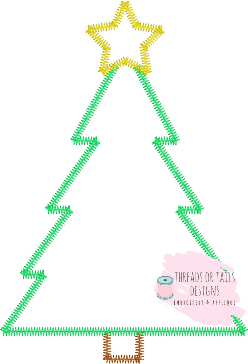 Christmas Tree Applique Zig Zag Applique Christmas Tree Etsy