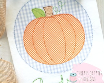 Pumpkin Circle Patch Applique - Pumpkin Applique Design - Pumpkin Design - Pumpkin Bean Stitch Applique - Fall Applique - Fall Design