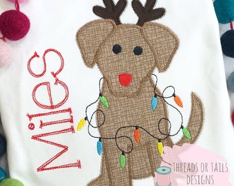 Christmas Dog Applique - Christmas Dog ZZ Applique Design - Dog Christmas Applique - Dog Zig Zag Applique - Christmas Dog Design - Christmas