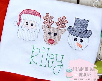 Christmas Sketch Design - Christmas Reindeer Sketch Design - Santa Sketch - Reindeer Design - Reindeer Sketch Embroidery - Santa Embroidery