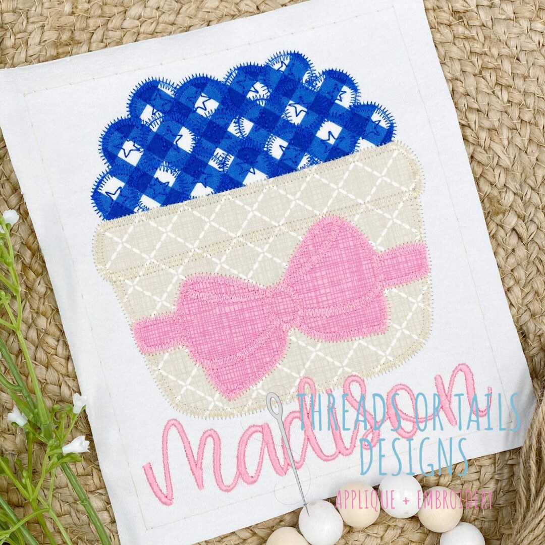 Blueberry Applique Blueberry Basket Design Zig Zag Stitch Applique