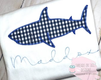Shark Applique - Shark Applique Design - Shark ZZ Applique - Shark Zig Zag Applique - Shark Design - Shark Embroidery