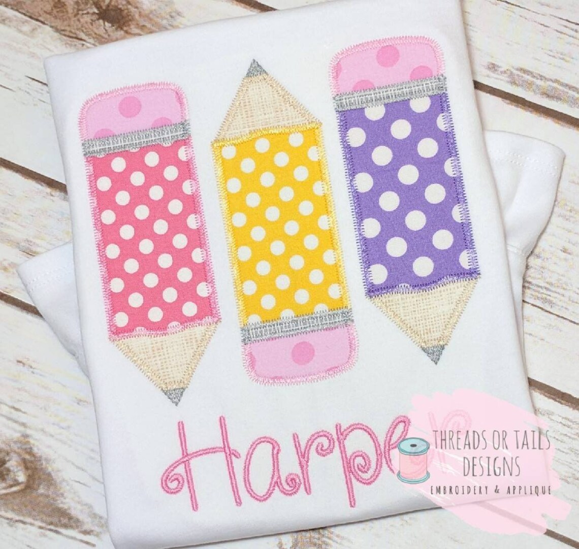Pencil Trio Applique Back to School Applique Back to Etsy
