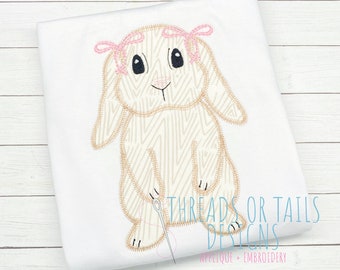 Easter Applique - Easter Design - Bunny Girl Design - Zig Zag Stitch Applique - Easter Bunny Applique - Easter Bunny Applique Design - Bunny