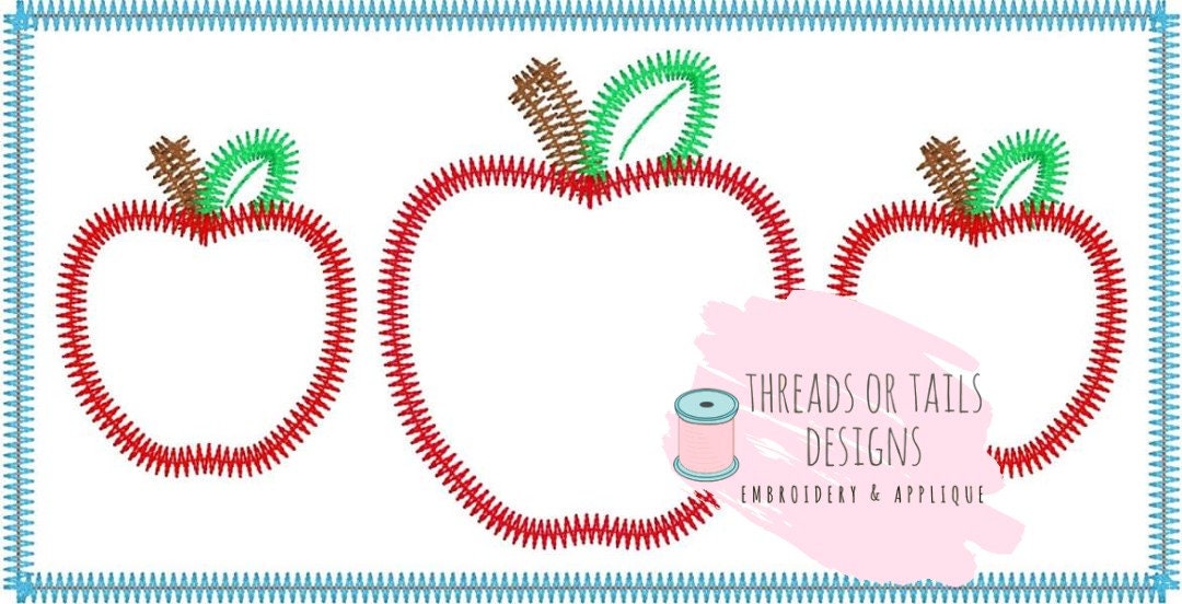 Apple Applique Apple Trio Applique Back to School Applique | Etsy