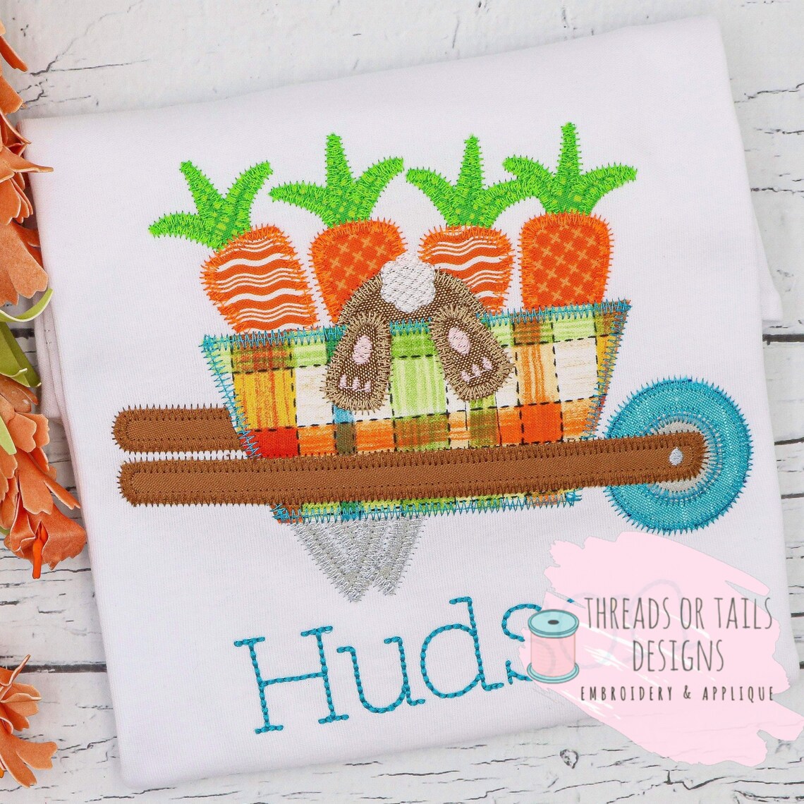 Easter Wheelbarrow Applique Easter Wheelbarrow Design Zig Etsy