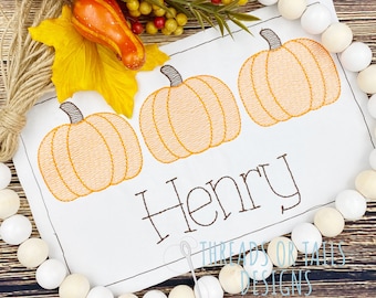 Pumpkin Trio Sketch Embroidery - Pumpkin Sketch Design - Pumpkin Design - Pumpkin Sketch Embroidery - Pumpkin - Fall Sketch - Fall Design